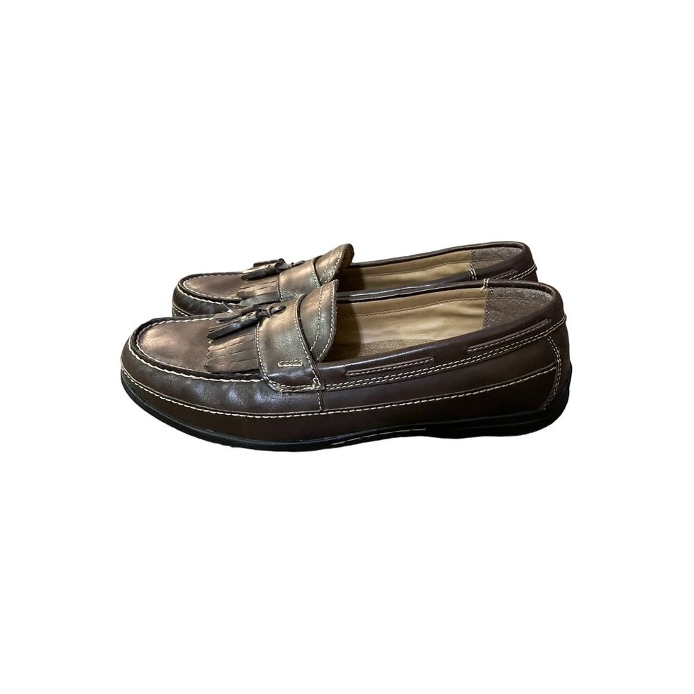 Chaps Men’s Loafers 10.5M Brown Leather Tassel Slip On Dress Shoes 96-26098 - Picture 14 of 16